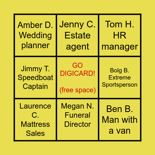 Networking Bingo Card