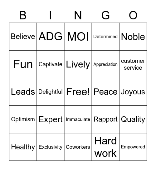 Customer service week Bingo Card