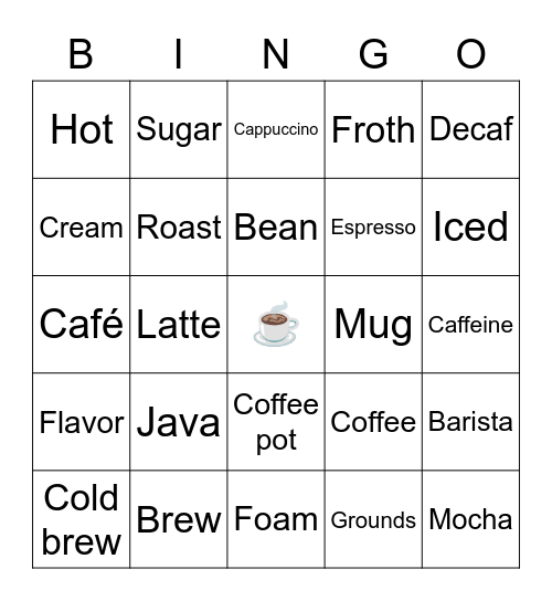 Coffee Talk Bingo Card