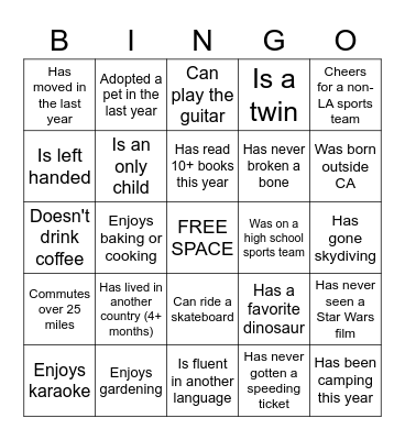 Find someone who... Bingo Card