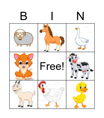 Animal Bingo Card