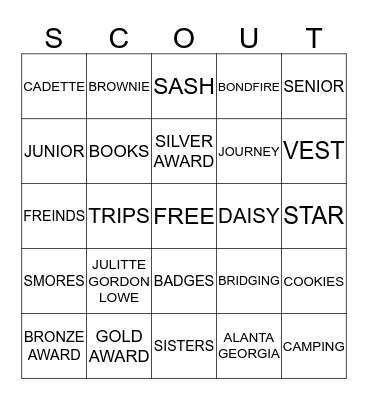 GIRL SCOUTS Bingo Card