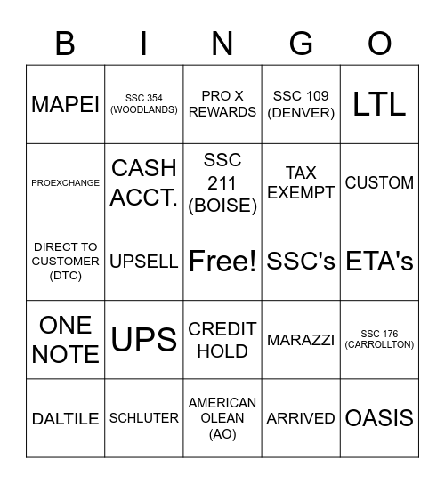 CSC Bingo Card