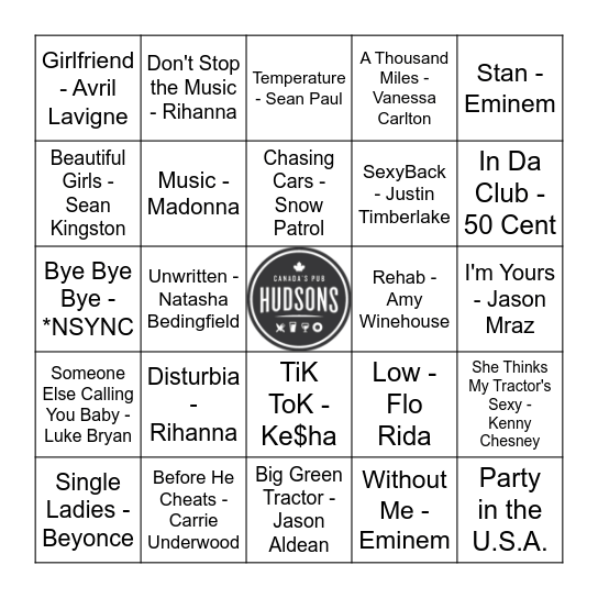 2000s Bingo Card