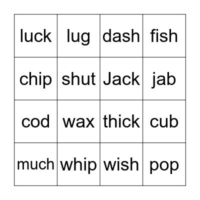 Unit 3:  3 Sound Bingo Card
