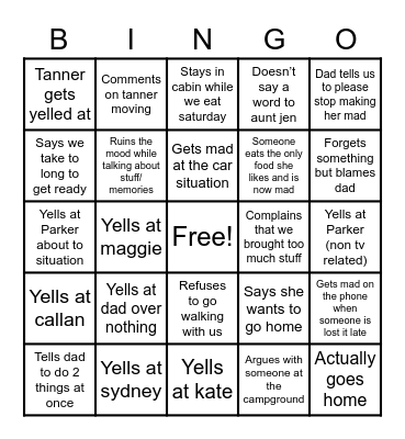 Camping trip 2021 bingo Card