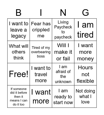 Be Your Own Boss Bingo Card