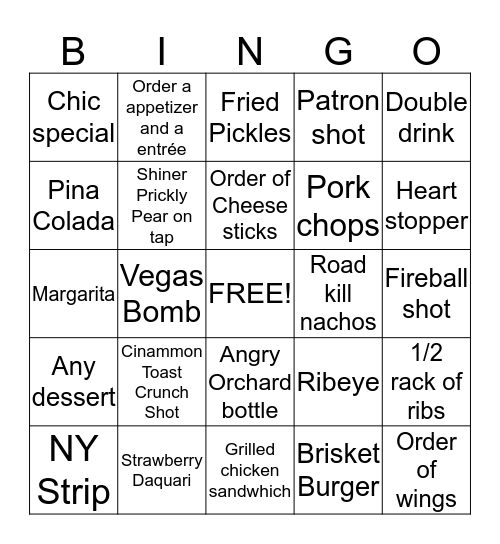 RED DOG ICEHOUSE Bingo Card