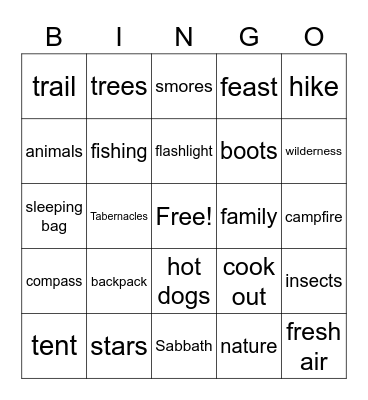 Tabernacles Bingo Card