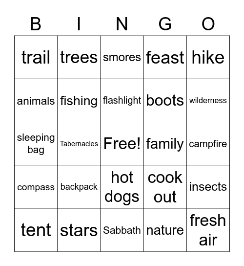 Tabernacles Bingo Card