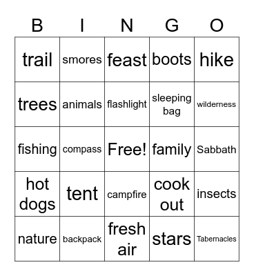 Tabernacles Bingo Card