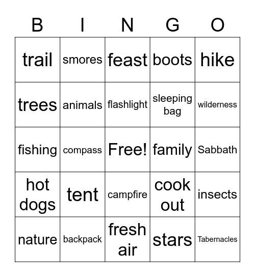 Tabernacles Bingo Card