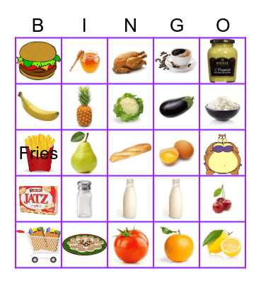 sandys food bingo Card