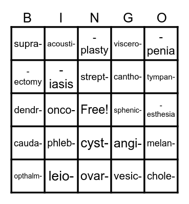 MEDICAL TERMS BINGO Card