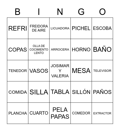 TE DE COCINA Bingo Card