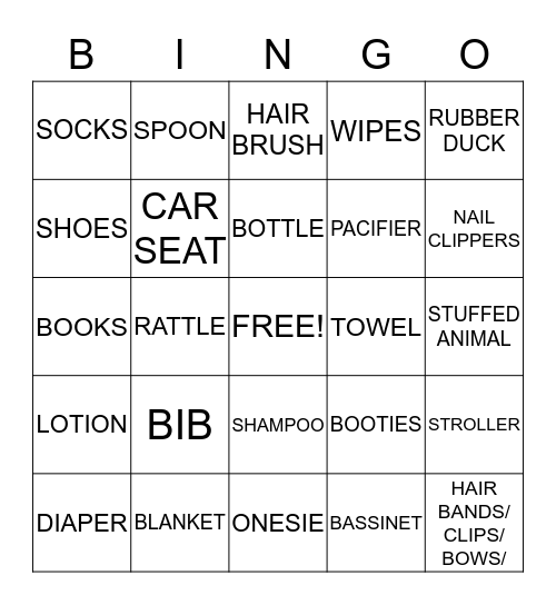 BABY SHOWER BINGO Card