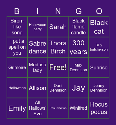Hocus Pocus Bingo Card