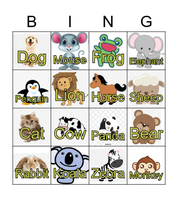 ANIMALS MIZUNO Bingo Card
