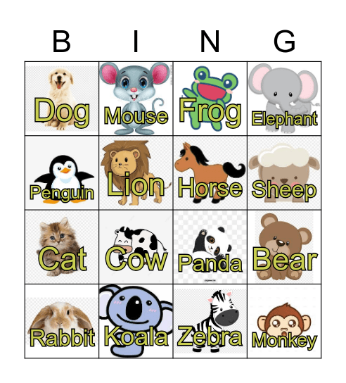 ANIMALS MIZUNO Bingo Card