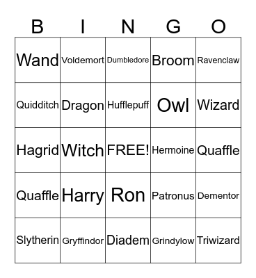 Harry Potter  Bingo Card