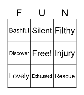 Vocabulary Bingo Card