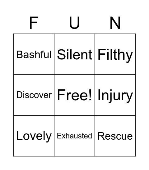 Vocabulary Bingo Card