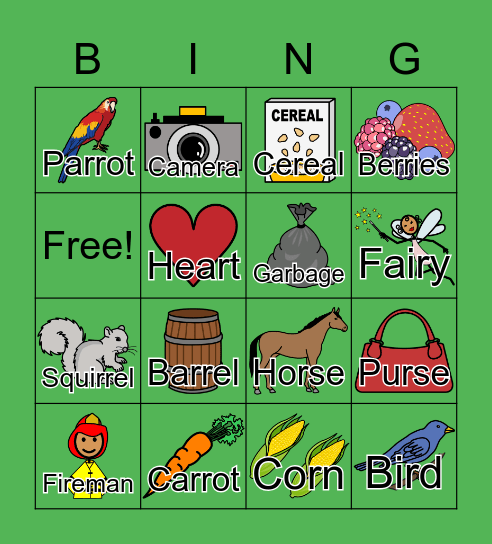 Medial /r/ Bingo Card