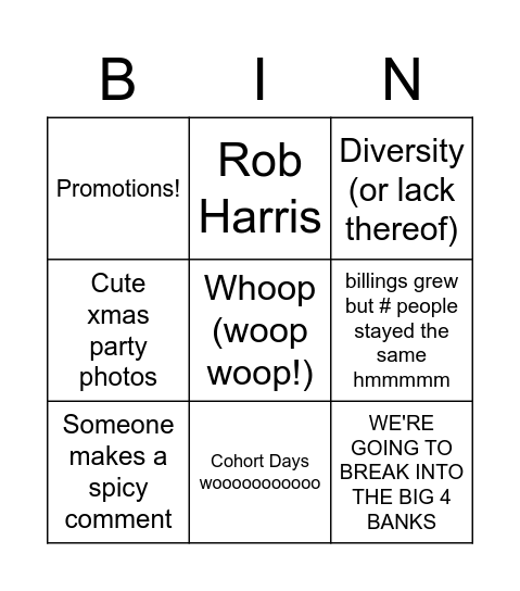 All Hands Bingo Card