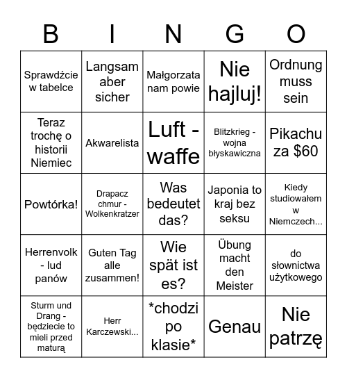 Herr Pawliczek Bingo Card