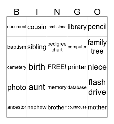 Tupelo FHC Bingo! Bingo Card