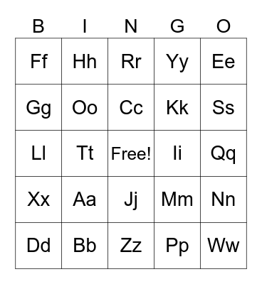 the ABC Bingo Card