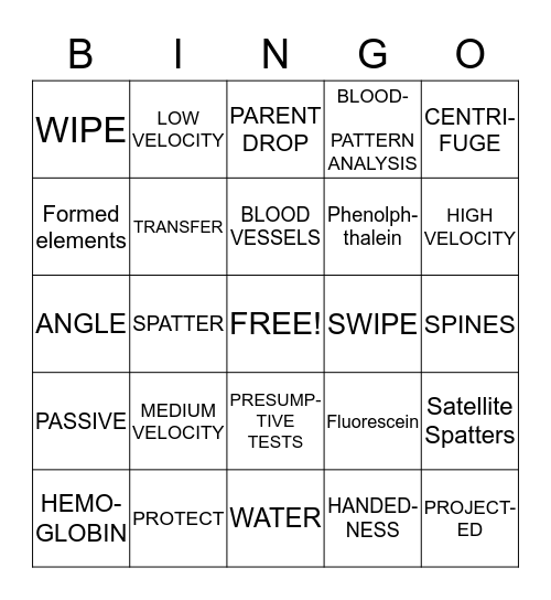 BLOOD UNIT TEST REVIEW Bingo Card