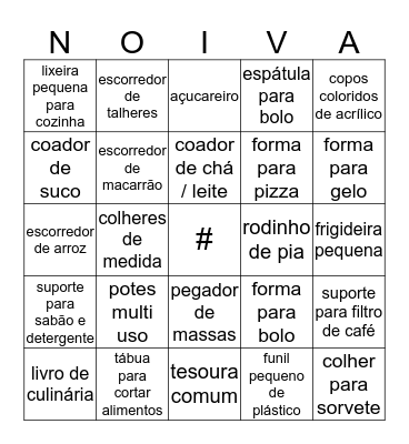 Chá de Cozinha Bingo Card