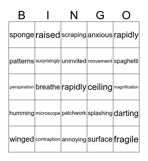 Through the Lens Bingo Card