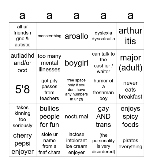 arogenderotd Bingo Card