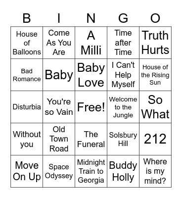 DB Music Bingo Card