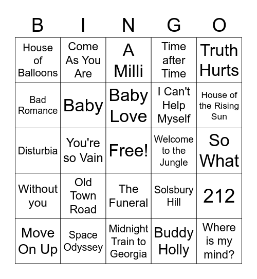 DB Music Bingo Card
