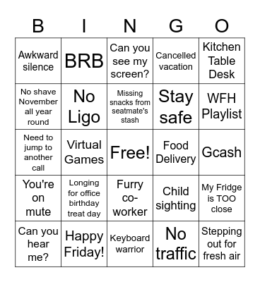 Quarantine Bingo Card