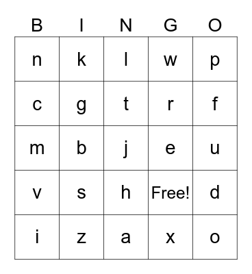 Jolly Phonics Bingo Card