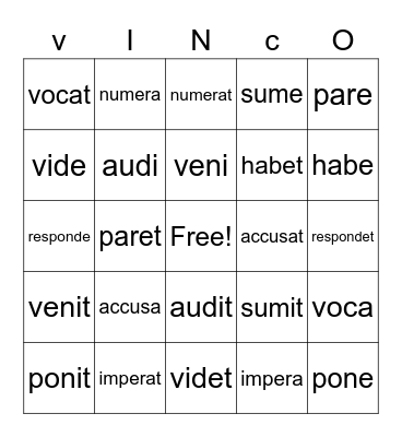 LLPSI ch 3 Verbs Bingo Card