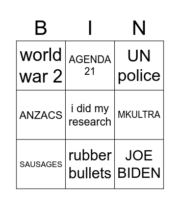 ANTI VAXX Bingo Card