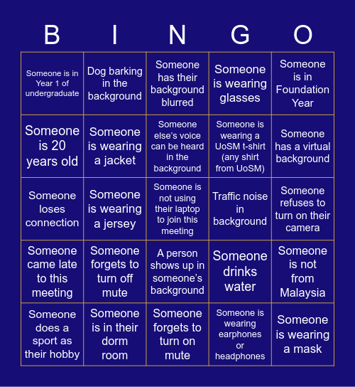 Virtual Bingo - Robotics Club Bingo Card