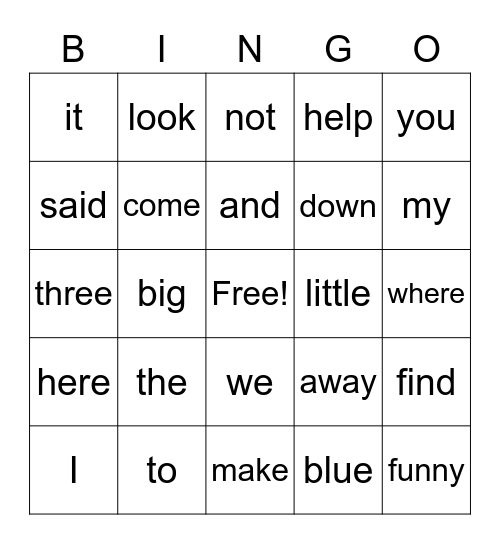 List #1 Bingo Card