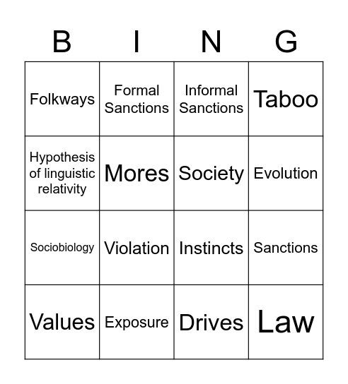 Culture Bingo Card