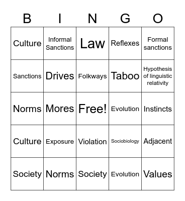 Culture Bingo Card