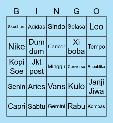 Keanu Bingo Card
