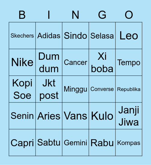 Keanu Bingo Card