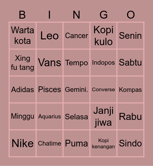 Untitled Bingo Card