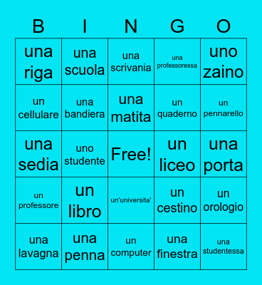 UNA SCUOLA Bingo Card