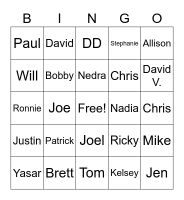 Test Card Bingo Card